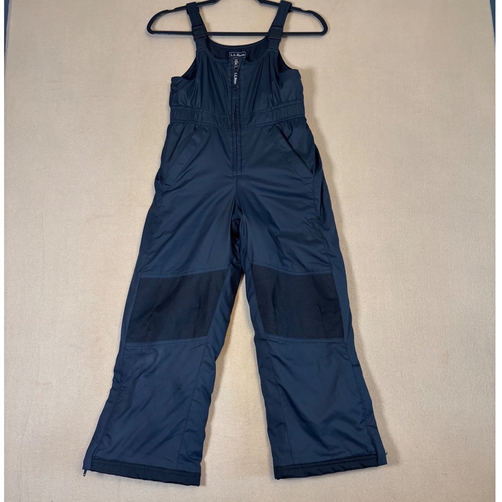 LL Bean Kids Navy Cold Buster Snow Bibs Insulated Overalls Size 8 289103